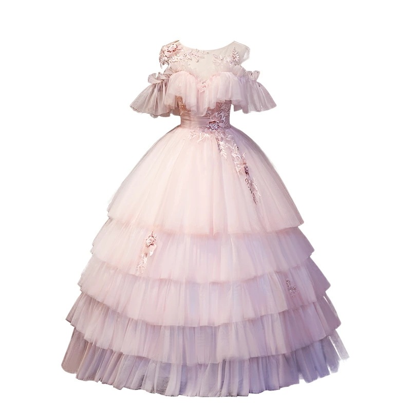 ピンク カラードレス　二次会ドレス　パーティードレス　ウェディングドレス　演出舞台　発表会　演奏会用ドレス ロングドレス プリンセスライン　ステージ衣装・二次会・花嫁衣裳にも