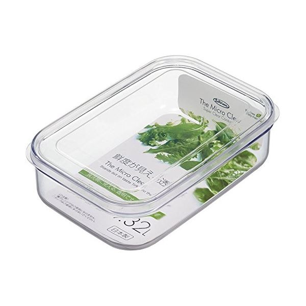 （まとめ） マイクロクリア フードケース/保存容器 Lサイズ 1320ml ナチュラル 食洗機可 キッチン用品 60個セット
