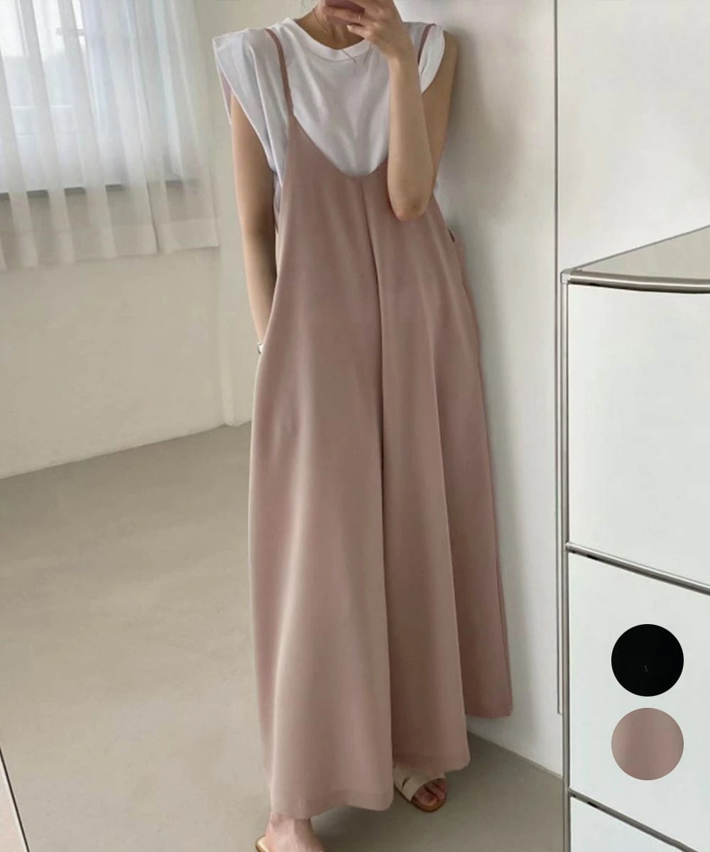 サロペット パンツ レディース オールインワン 夏 大人 上品 旅行 通勤 通学 体型カバー 細見え こなれ感 ストラップ ゆったり フェミニン 20代 30代 40代 50代