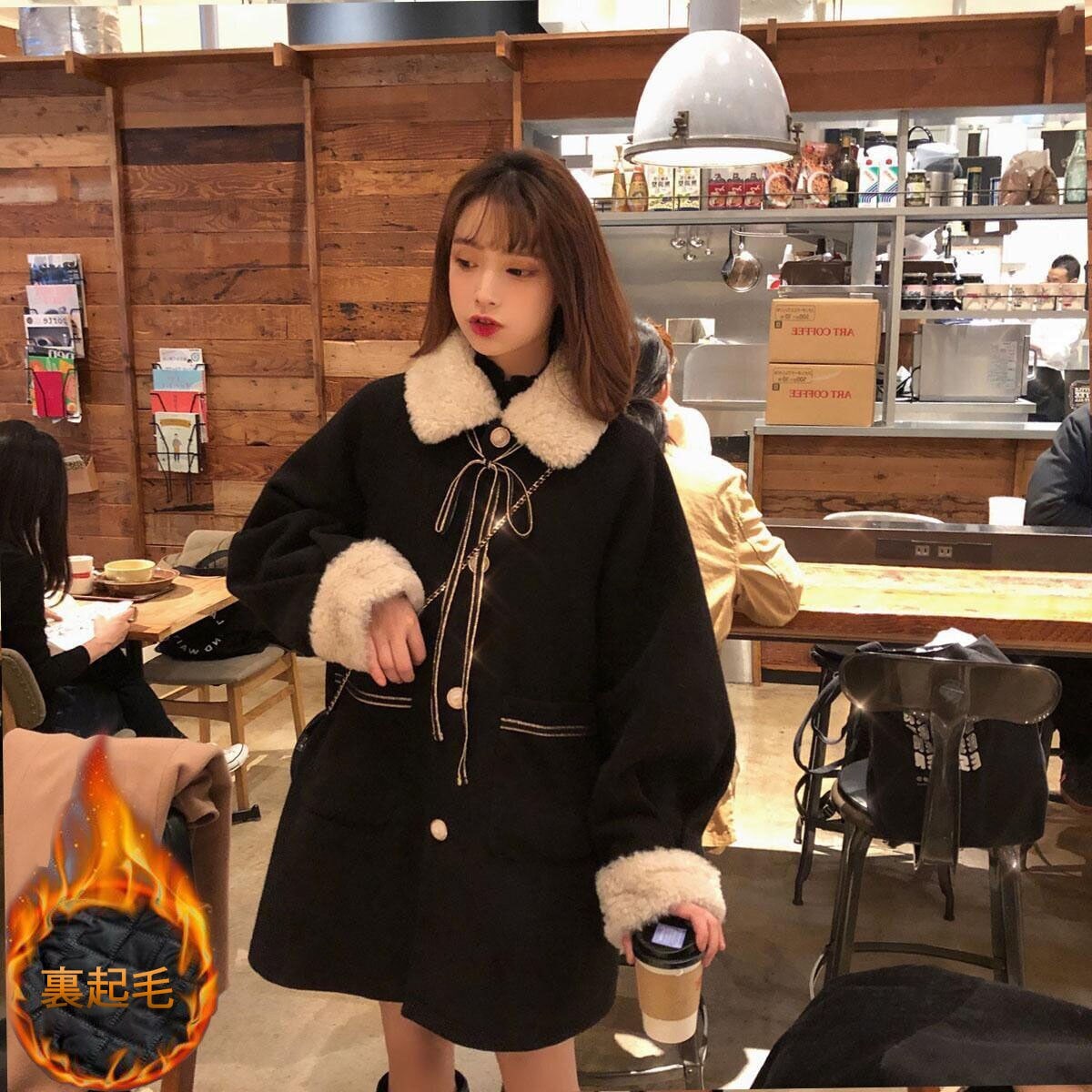 人気ボアアウター 中綿ボアコートレディース韓国ファッションボアアウタームートンコートフリースで決まり 母の日