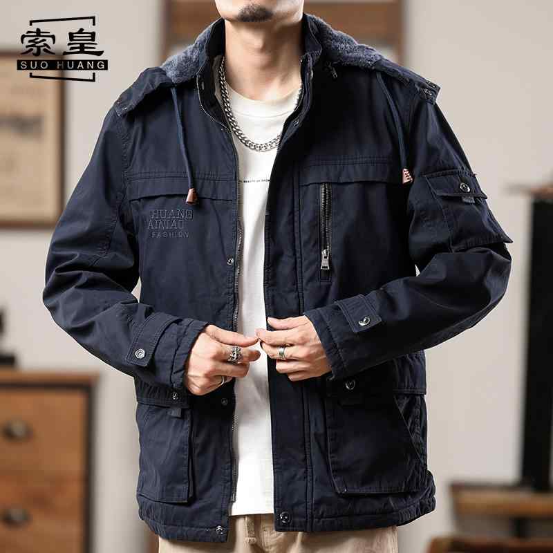 秋冬 コーデ メンズ 服 シンプル ファッション オシャレ 大人 かっこいい 大きいサイズ ストリート 紳士服 アメリカン レトロ ジャケット カジュアル ワークジャケット 登山 ウェア