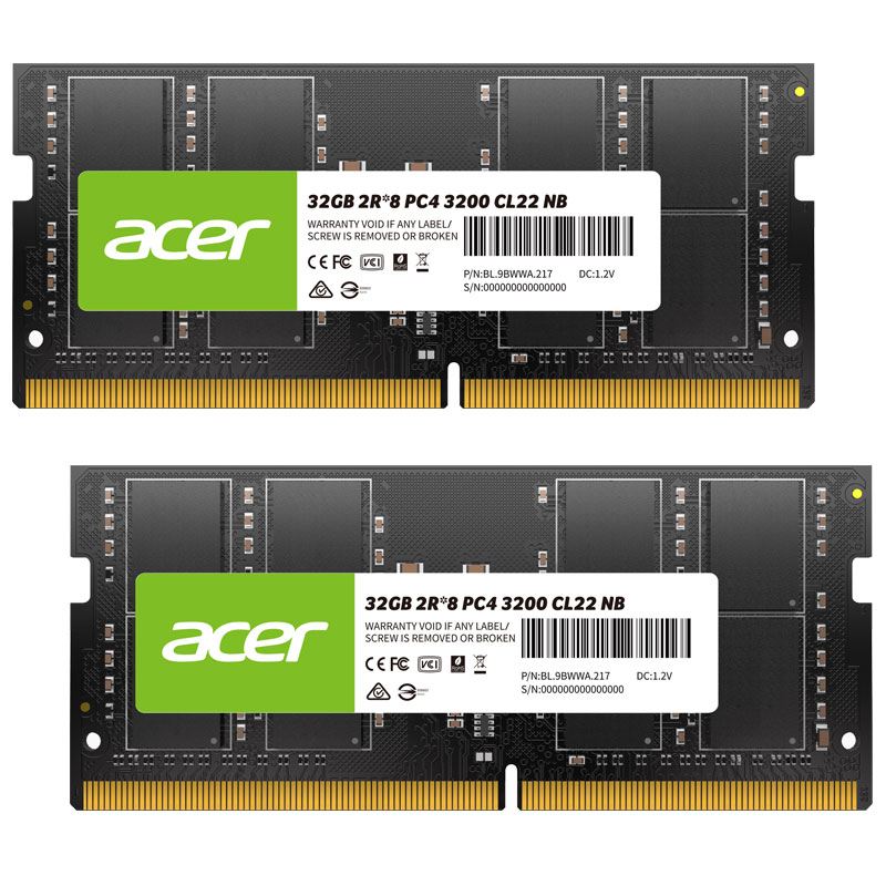 AcerノートPC用 メモリ PC4-25600(DDR4-3200 )64GB(32GBx2枚) DDR4DRAMSODIMM 正規販売代理店品 SD100-32GB 永久保証