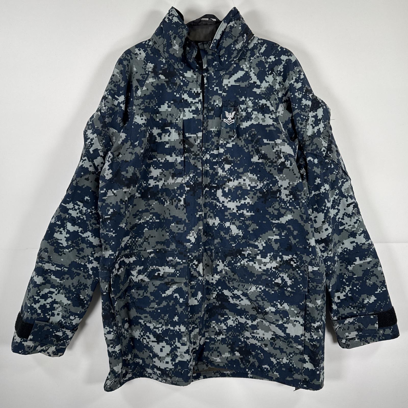 古着 ミリタリージャケット ECWCS GORE-TEX デジカモ ゴアテックスパーカー 米軍 実物 ブルー ジャケット medium long ネイビー メンズ