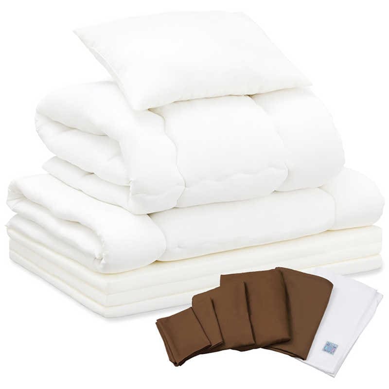 アイリスオーヤマ　IRIS OHYAMA　ふとんセット 低反発マットレス付きふとん 10点セット(シングルサイズ/除湿シート&収納ケース付き/ブラウン)