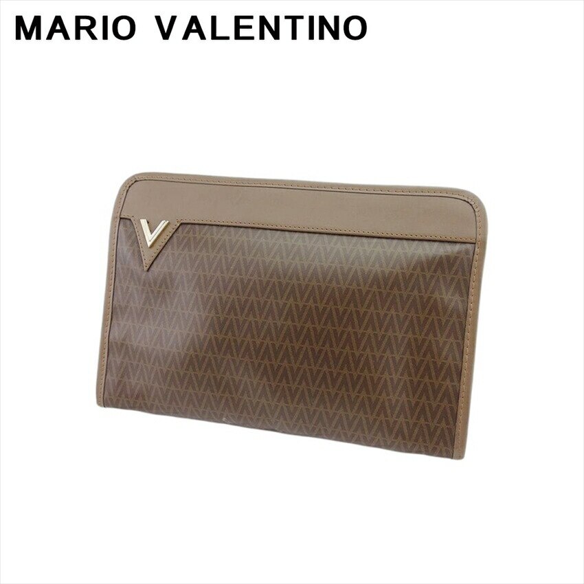 クラッチバッグ セカンド バッグ Vマーク レディース メンズ ブラウン ゴールド シルバー 中古