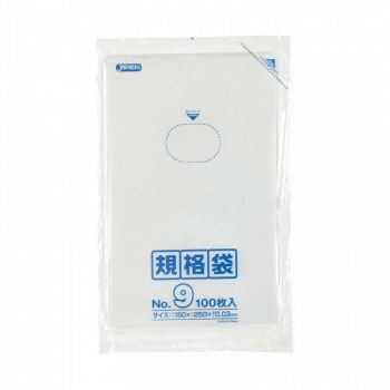ジャパックス LD規格袋 厚み0.030mm No.9 透明 100枚x10冊x8箱 K-09