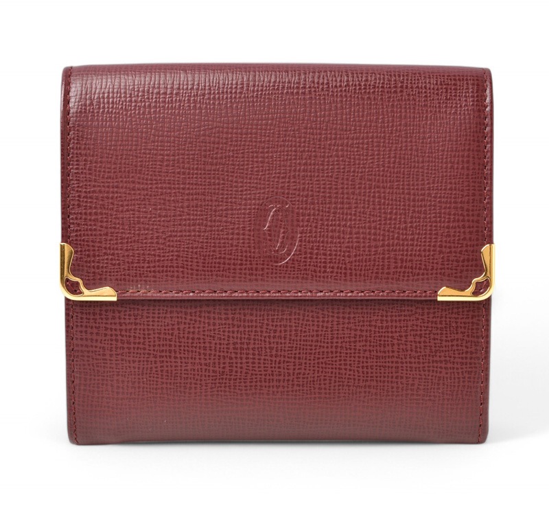 財布/二つ折り ヴィンテージ ダブルホック/財布 マスト ドゥ カルティエ ボルドー