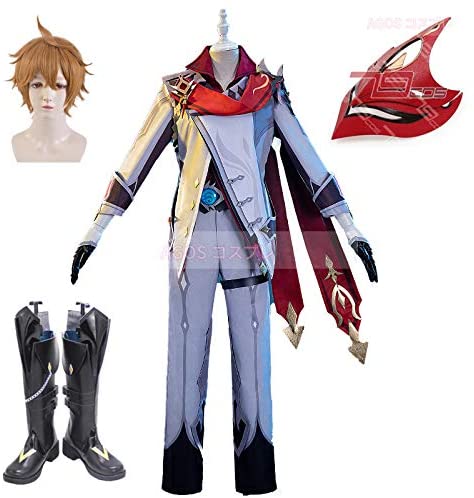 原神 タルタリヤ コスプレ衣装+ウィッグ+仮面+靴