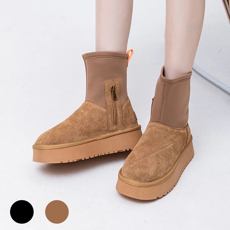 VMT66 韓国 ブーツ 牛革 スノーブーツ ショートブーツ 長靴 ムートンブーツ 厚くて暖かい 本革 裏起毛 ブーツ レディース 冬のブーツ 靴 厚底ブーツ 冬 韓国ファッション シューズ