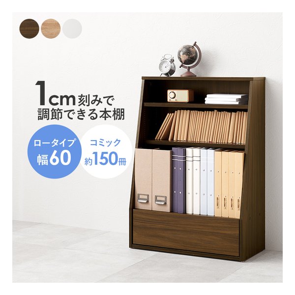 ブックラック 組立式 可動棚2枚 幅60×奥行30×高さ85cm ブラウン RCC-1906BR