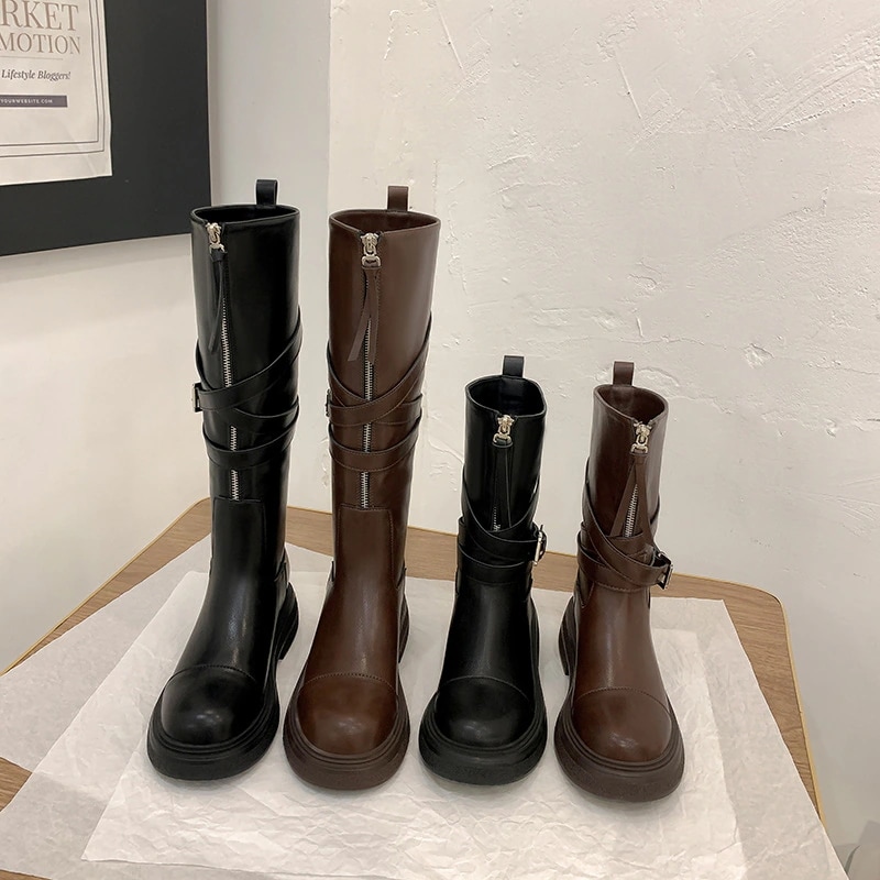 ロングブーツが復活！ 秋冬ファッション レディースブーツ ブーツ ローヒール 快適 靴 厚底ブーツ シューズ 厚底シューズ シューズ ブーティー 美脚 歩きやすい