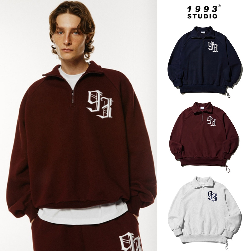 [1993studio] 93 logo half zip up
