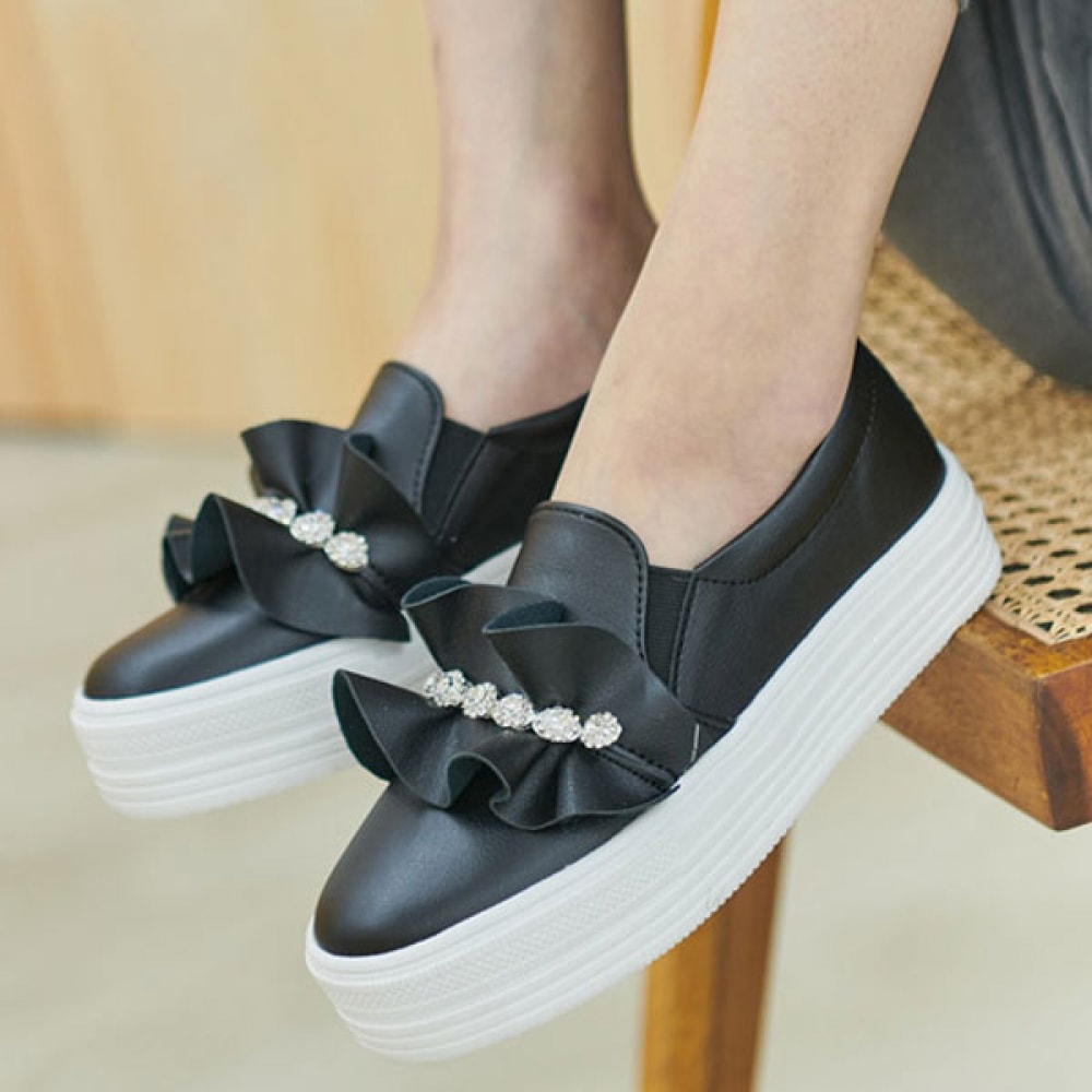 (ニナスパリ) パールフリルチャンキーヒールゼリースニーカー (1K062)