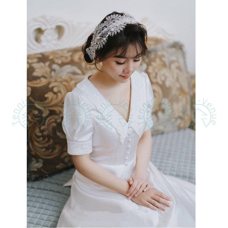 ウェディングドレス 結婚式 花嫁 サテンフランス風 Vネック サテン シースル カクテルドレス イブ