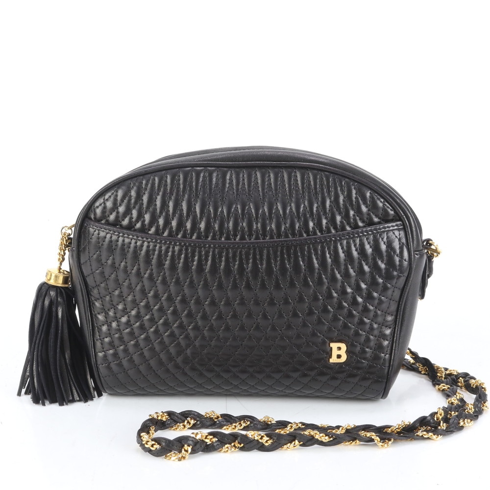 極美品 キルティング ゴールド チェーン フリンジ レザー ショルダーバッグ 斜め掛け ハンド トート レディース RUE CQ9-4 中古 12,936円