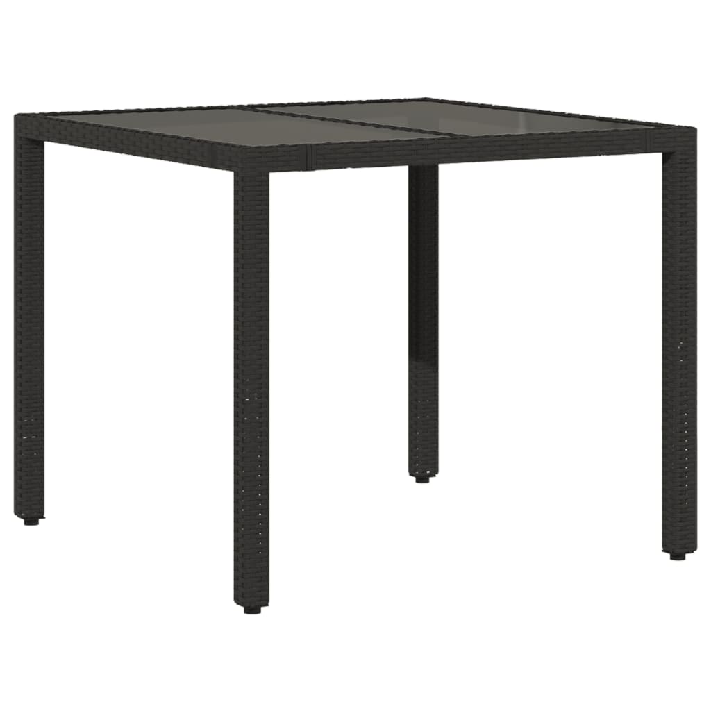 ガーデンテーブル ガラストップ付き 90x90x75 cm ポリラタン製 ブラック 16,389円