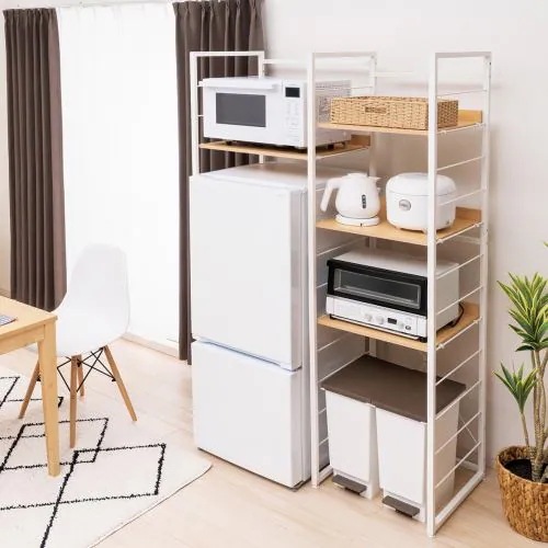 【今週のお買得品】ヤマダオリジナル 家電ラック [幅100×奥行き50×高さ180cm] ナチュラル／ホワイト