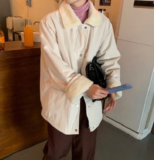 【取寄：納期2週間】ボアブルゾン レディース もこもこ ジャケット アウター 秋 冬 ボアジャンパー 防寒 暖かい ボアジャケット 無地 長袖 カジュアル 冬コート 大きいサイズ ボアブルゾン