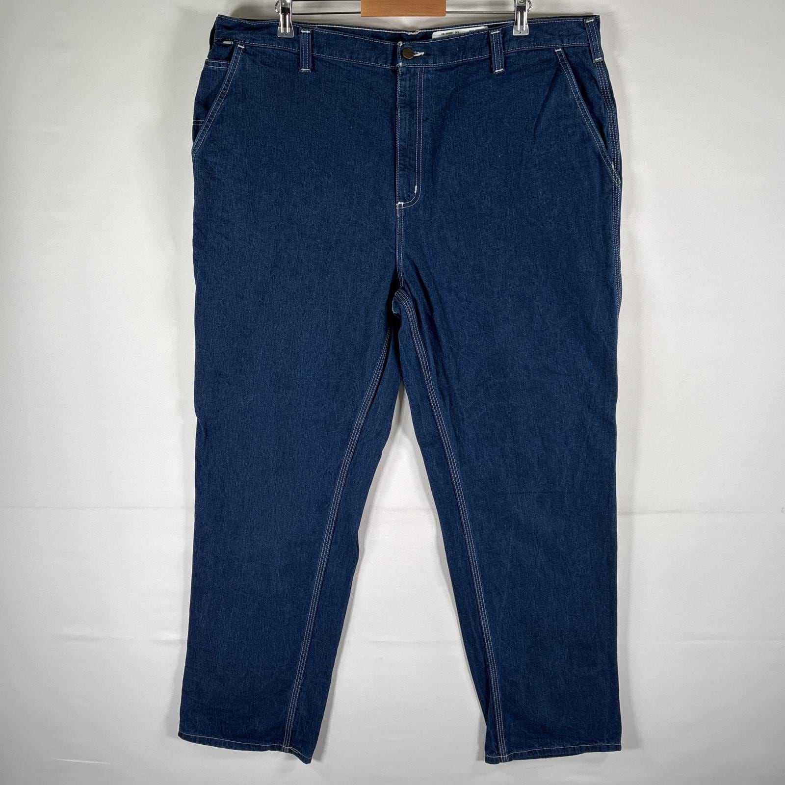 古着 デニムパンツ ペインター ワーク ジーンズ ボタンフライ ジーパン 色落ち ジップ w44 L34 ブルー メンズ