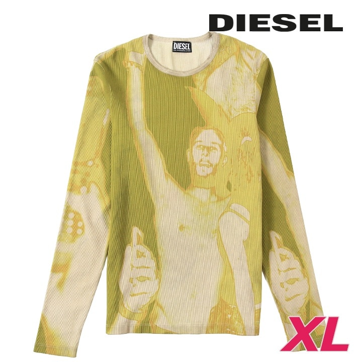 長袖Tシャツ リブカットソー メンズ T-IBBER-LS オールオーバープリント スリムフィット die-m-t-g4-196