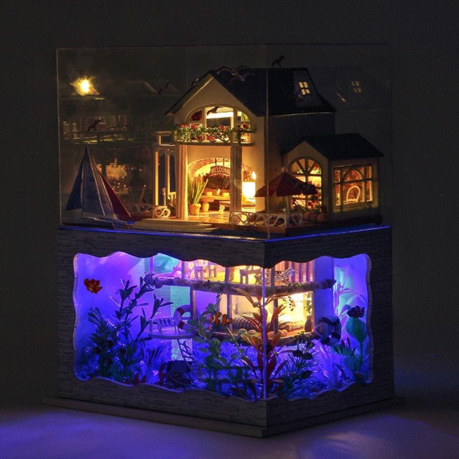 ドールハウスミニチュア家具.diyの木製ドールハウスキット.クリエイティブルームバレンタインデーのギフトのためのハワイシーサイドキャンバスヴィラコテ 4,380円