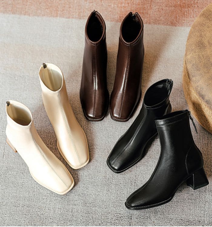 ショートブーツ ブーツ レディース ショート 黒ブーツ カジュアル ストレッチスクエアトゥ 5cmヒール 入学式 卒業式 疲れない 歩きやすい 足が痛くならない 旅行 大きいサイズ 太ヒール 美脚