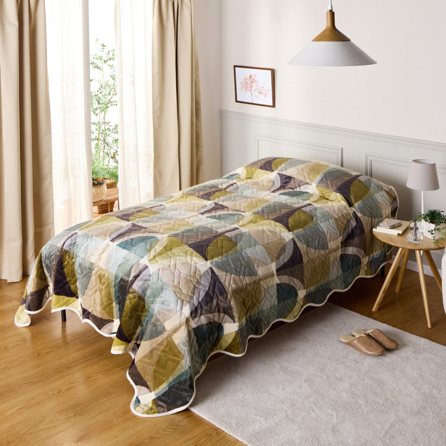 新品未使用 大津毛織 吸湿発熱 HOTTEX スーパーファインペイント リバーシブルマルチカバー 長方形 グリーン