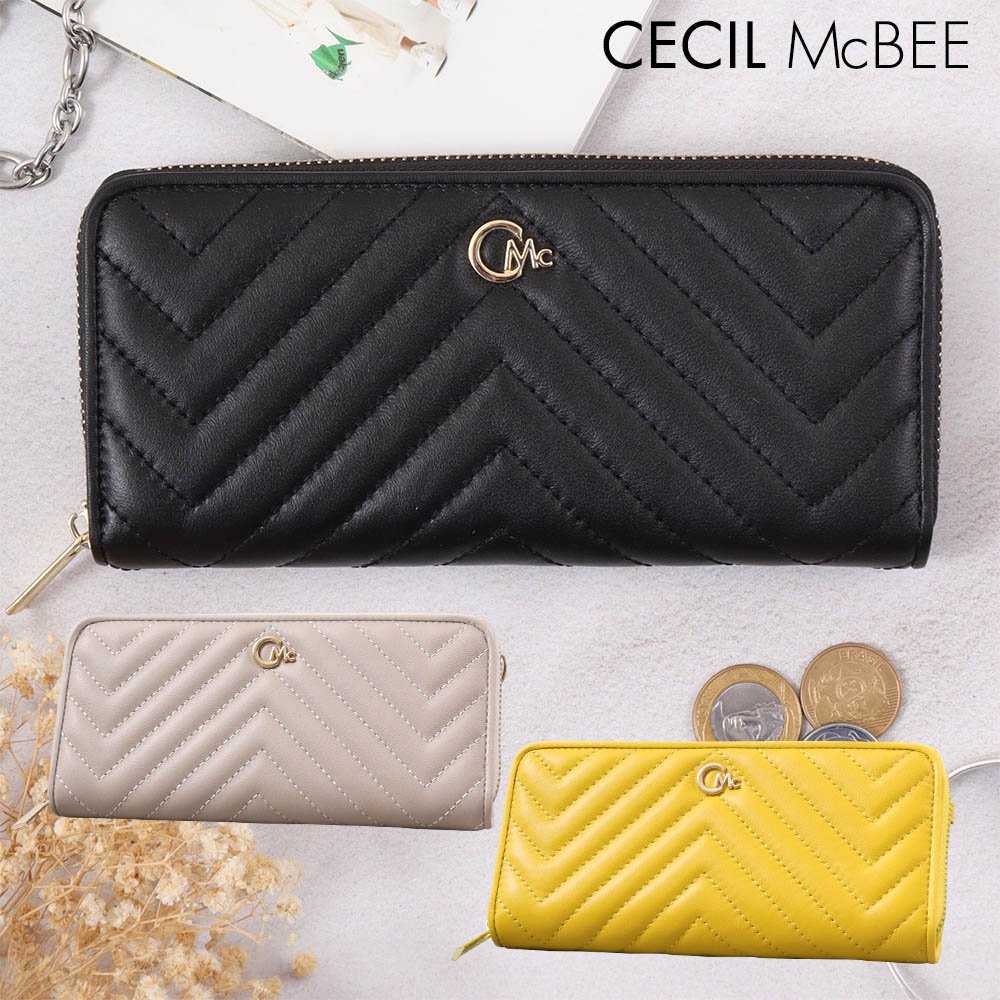 セシルマクビー CECIL McBEE 財布 長財布 レディース ラウンドファスナー 羊革 ラムレザー キルティング CM122092