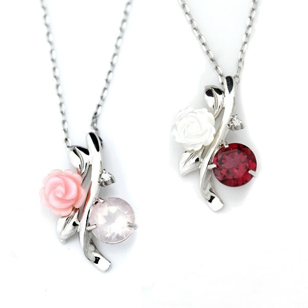 大人の女性を演出 天然ダイヤモンド＆薔薇モチーフネックレス 発送目安：２３週間 19,369円