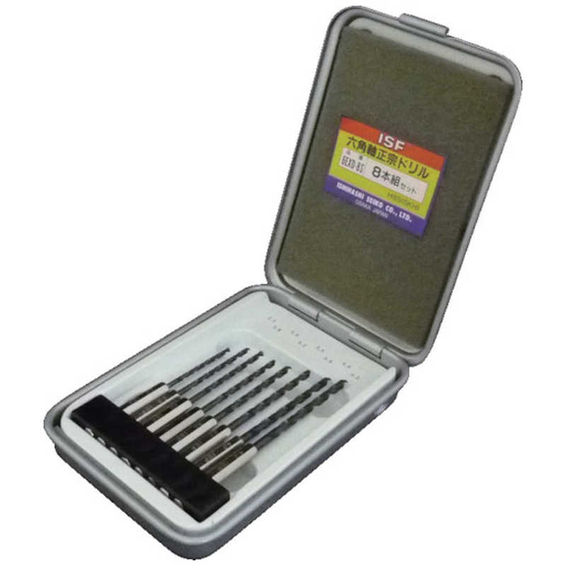 イシハシ精工　六角軸正宗ドリル 8本組セット(スチールケース入)　6EXD8S