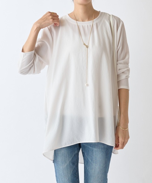 tシャツ Tシャツ 後ろドレープTブラウス レディース