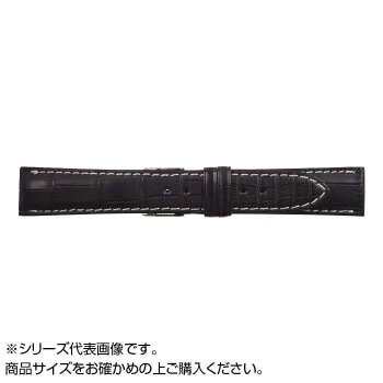 MIMOSA（ミモザ） 時計バンド クロコマット 18mm ブラック/ホワイトステッチ （美錠:銀） WRM-AW18