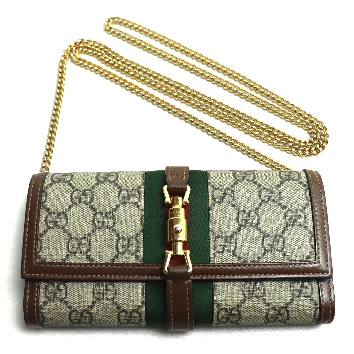 GUCCI グッチ ジャッキー 1961 チェーン付き コンチネンタルウォレット 長財布 ベージュ/エボニー 652681 HUHHG 8565 レディース 中古