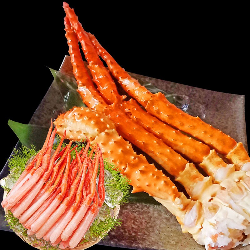 カニ祭り 福袋 コラボ！ ゴールデンキングクラブ カニ ボイル 肩付き脚 シュリンク 4L (700g) & 北海道産 刺身用 紅ズワイガニポーション (500g) 南蛮付き お試しサイズ