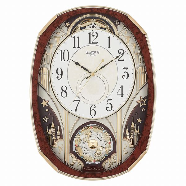 取寄品 正規品 RHYTHM リズム時計 4MN513RH23 電波からくり時計 スモールワールドノエルM アナログ表示 掛け時計