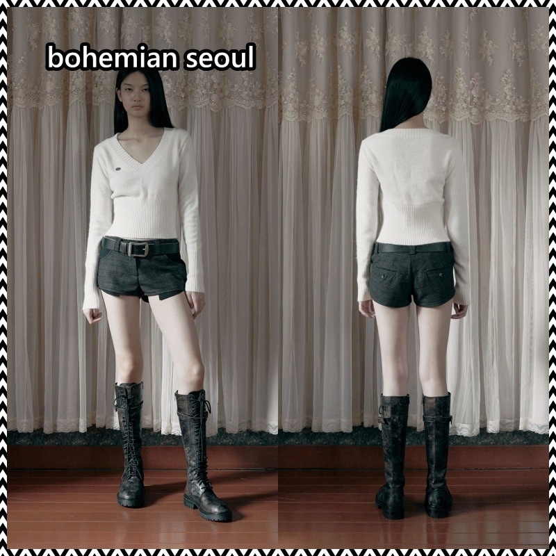bohemian seoul PLAID MINI SHORTS