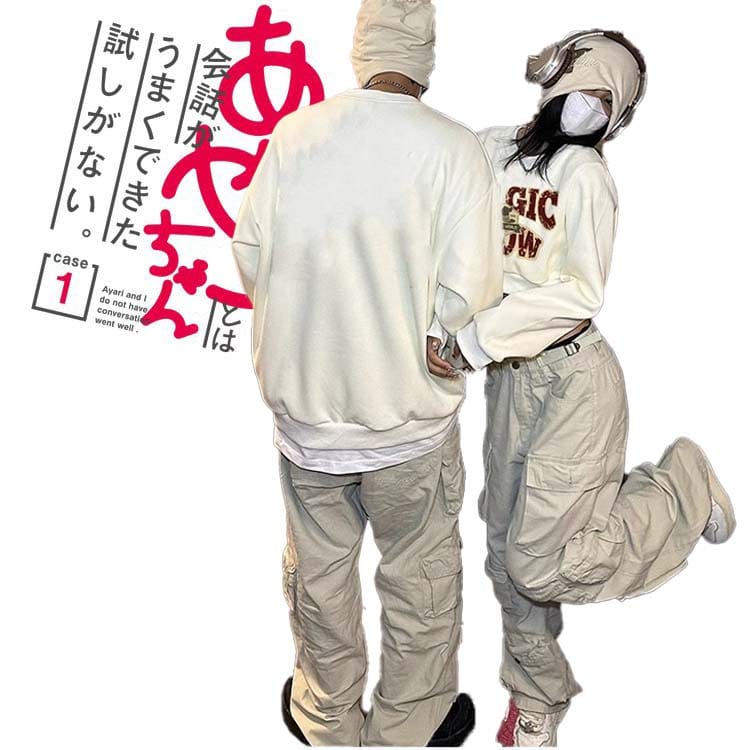 【即納】2着セット ペア カップル パーカー 英文字プリント ペアルック パーカー トレーナー 裏起毛なし 薄手 秋冬春 ペアお揃い 派手 恋人 日常 長袖 彼氏 男 ロング丈 彼女 へそ出し 夫婦