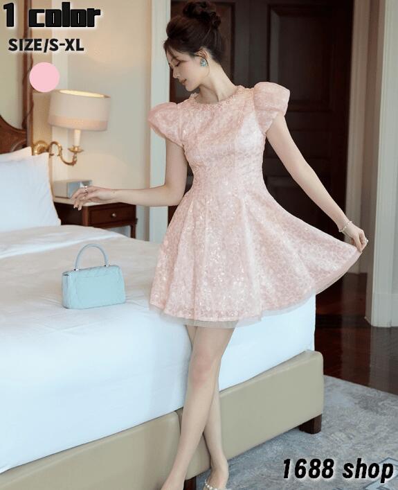 お買い得2025 ワンピース Aライン ミニ 姫系ワンピース　花柄　ワンピース インポート ひざ丈 ミドル丈 エレガント　韓国ファッション シンプル Vネック パーティドレス 袖あり　お嬢様 セクシー