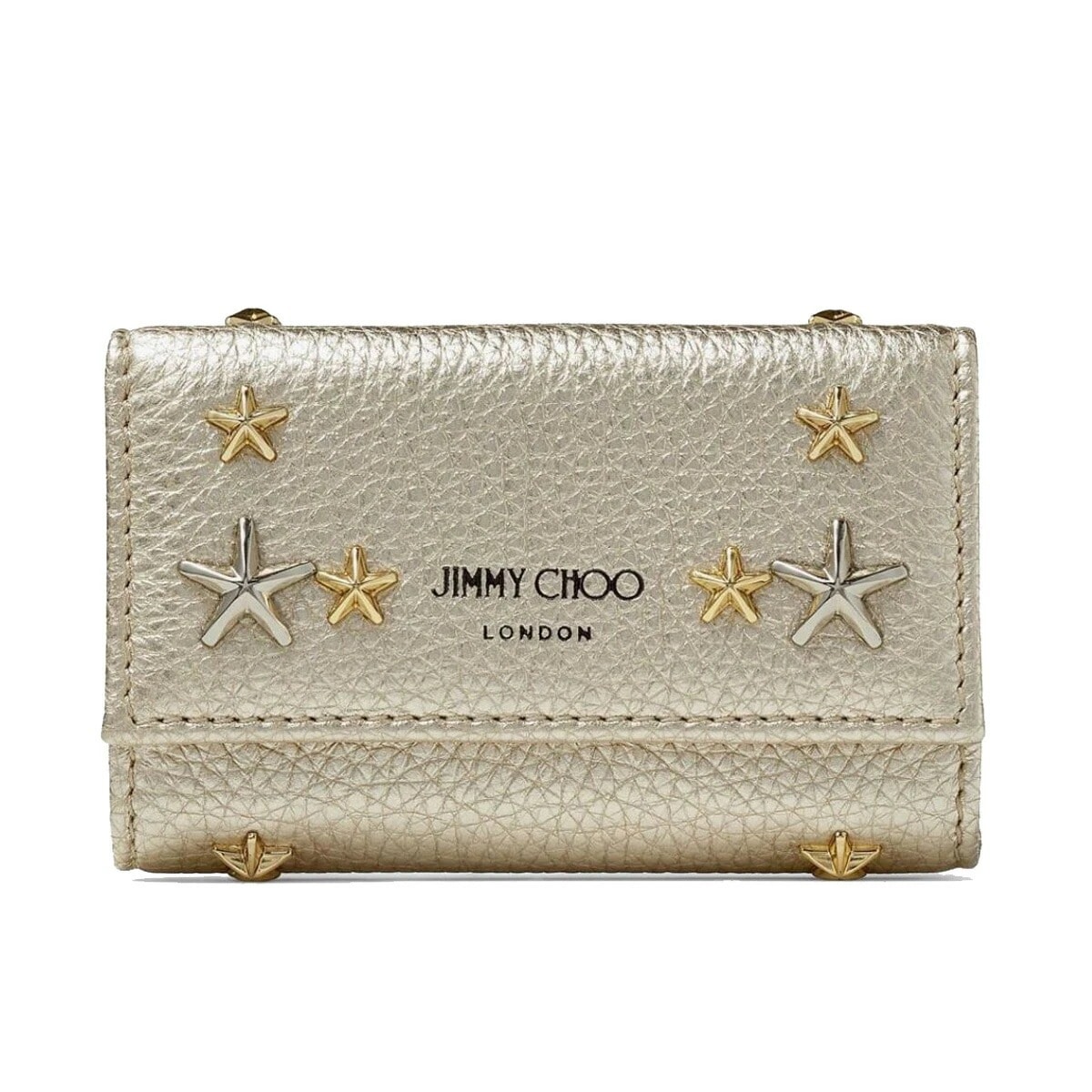 JIMMY CHOO 【NEPTUNE / ネプチューン】 ミックススタースタッズ付き レザー 6連キーケース NEPTUNE UUR OO1355 LIGHT GOLD/MIX