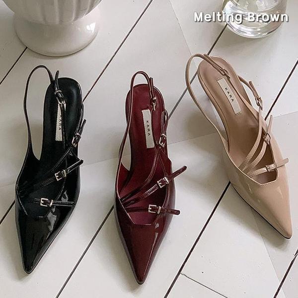 夏のミドルヒールストラップサンダル k68