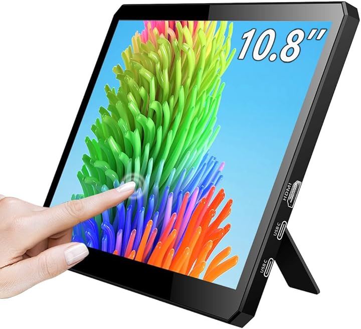 モバイルモニター タッチ 10.8インチFHD 1920x1080 小型モニター IPS 画面 100% Srgb 400Nits辉度(HEI, 10.8インチ1080P タッチ)