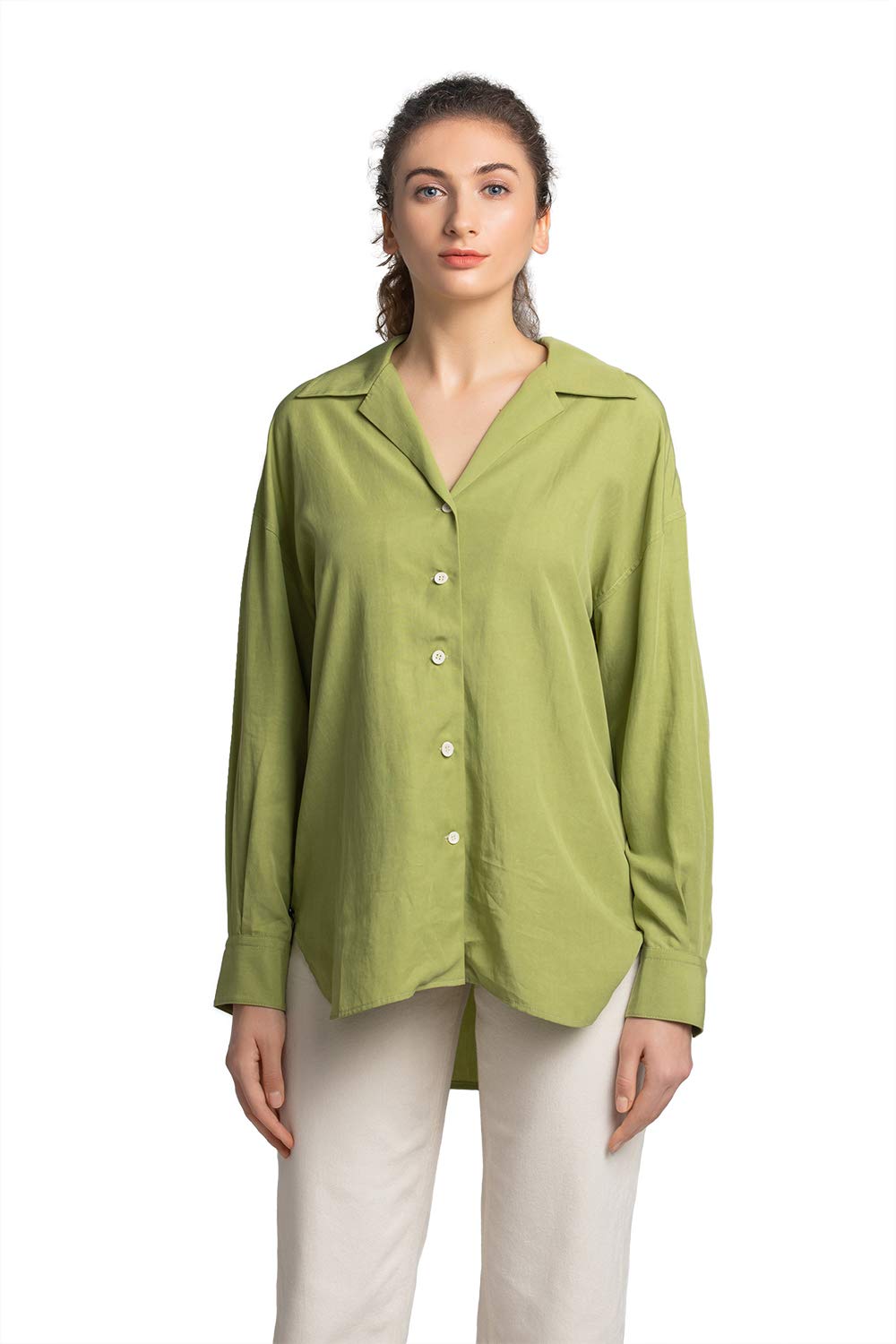 [CatMoz] （キャットモズ）オーバーサイズテンセルシャツ（イェロー）