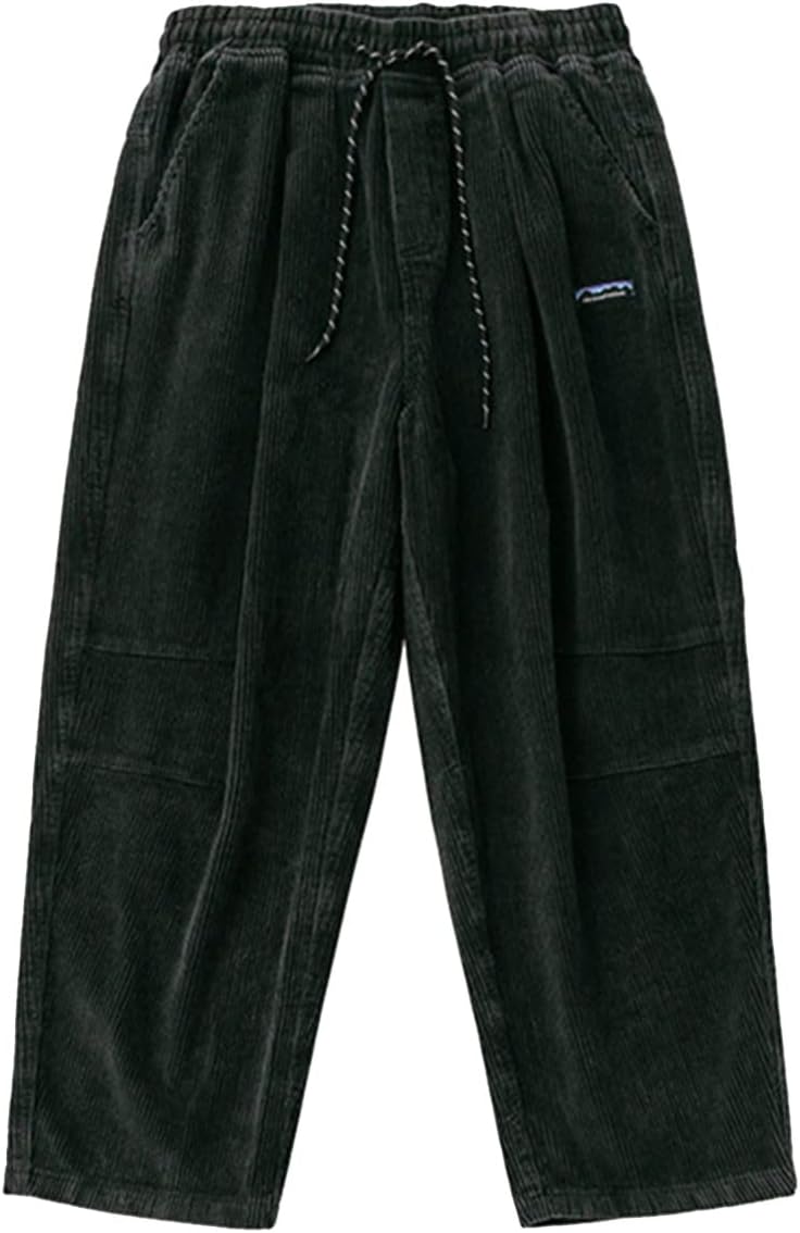 ヴィンテージ ワイドパンツ コーデュロイ ロングパンツ メンズ 厚手 秋 冬 パンツ ウエストゴム紐 カジュアル 無地 ウォッシュ加工 レトロ ジュニア 人気 ユニセックス 男女兼用