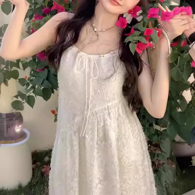 キャミワンピース 花柄 キャミソールスカートロングタイプ ドローストリングワンピース ドレスキャミワンピ