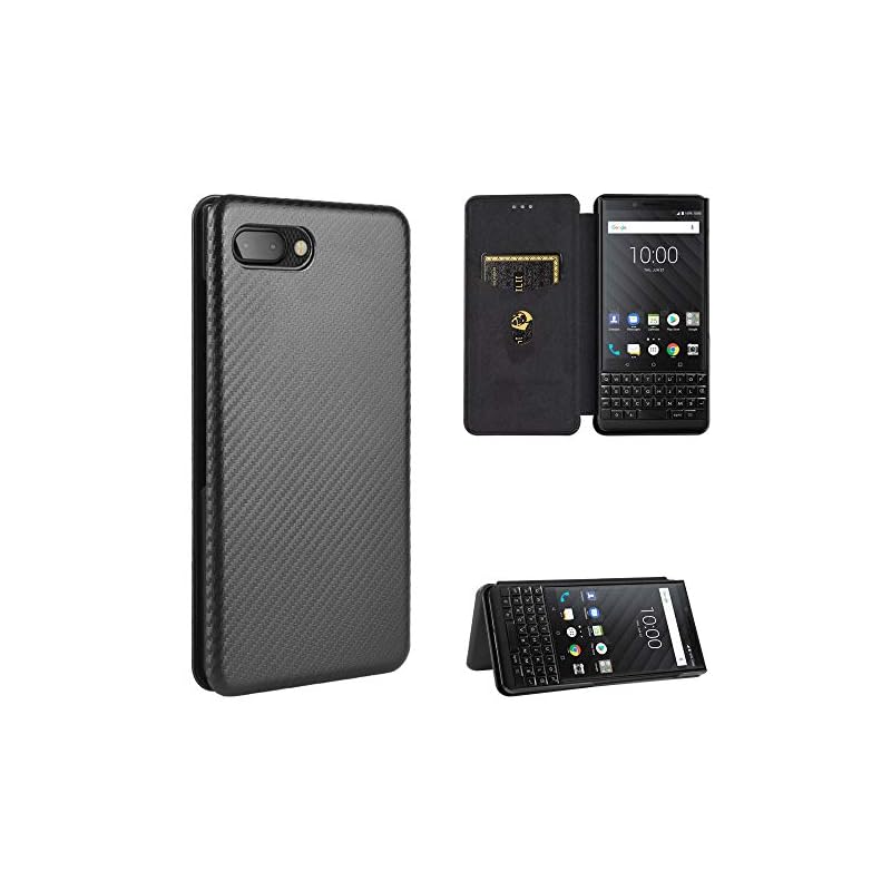 Pelanty BlackBerry KEY2 ケース 手帳型 炭素繊維調 ブラックベリー KEY2 携帯カバー BlackBerry KeyTwo 背面ケース 軽量 薄型 財布型 カード収納 Bla