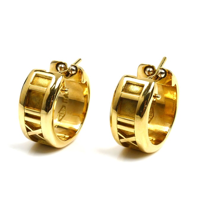 TIFFANY&Co. ティファニー K18YG イエローゴールド アトラス フープ ピアス 11.5g レディース 中古 美品