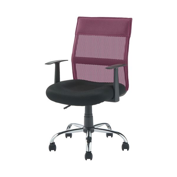 YAMAZEN ミドルバック 爽快メッシュチェア 肘付 ワインレッド EMG-778MA（WRD） 1脚組立品