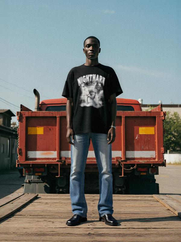 スプレープリントTシャツ ブラック