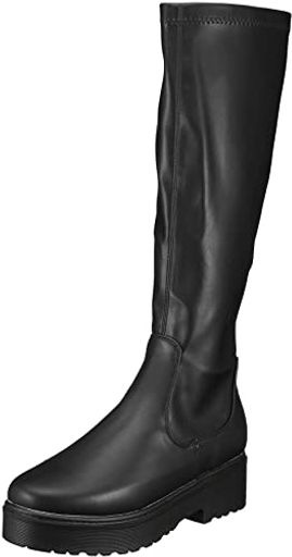 [ラブハンター] ブーツ ロングブーツ 厚底 5CMヒール ストレッチ サイドファスナー ロング丈 1544 レディース ブラックピーユー LARGE 2E