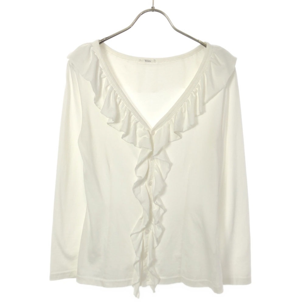 ワイズビス 日本製 長袖 フリル カットソー ホワイト Ys bis レディース